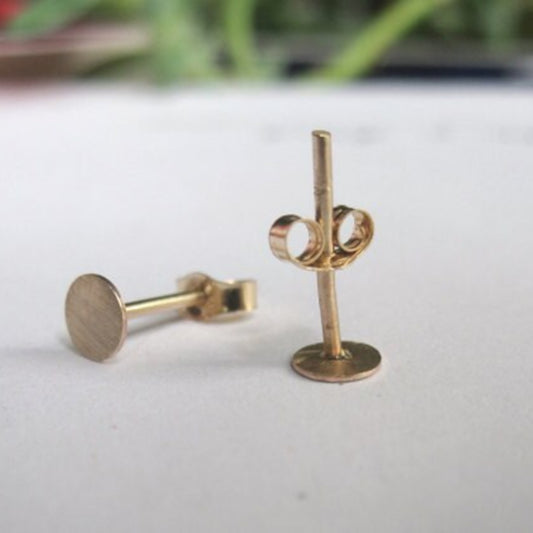 14k Gold Circle Stud Earrings – Solid 14k Yellow Gold Minimalist Earrings – Small Gold Studs (2mm-10mm) – Matte or Polished Finish - 0003