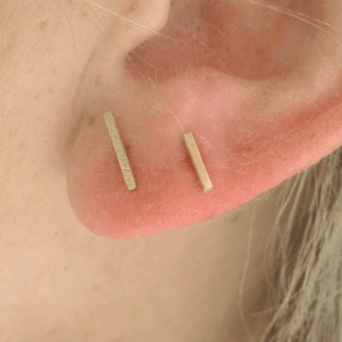 1mm Square Bar Stud Earrings | Minimalist Geometric Earrings | 3/8" & 1/4" Length | Copper, Brass, Sterling Silver, Gold Fill, 14k Gold - 0005