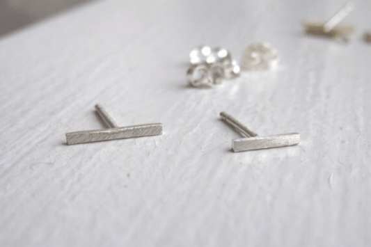 1mm Square Bar Stud Earrings | Minimalist Geometric Earrings | 3/8" & 1/4" Length | Copper, Brass, Sterling Silver, Gold Fill, 14k Gold - 0005