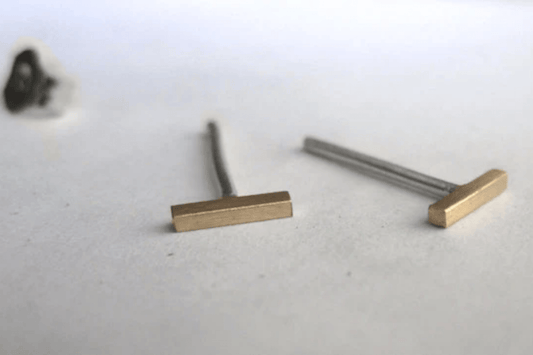 5mm Minimalist Bar Stud Earrings - Copper, Bronze, Brass, Sterling Silver, Gold Fill, 14k Gold - 0006