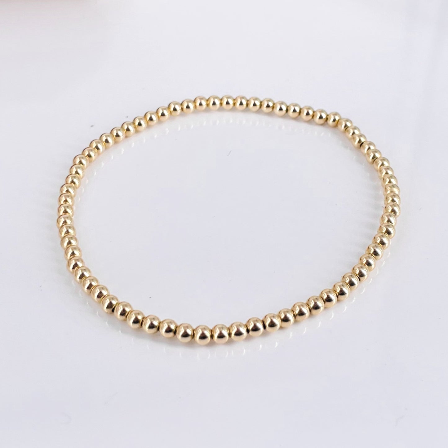 14k Yellow Gold Fill Bead Bangle Bracelet, 2mm-8mm Beads, Stretch Bracelet | Gift for her | 0365