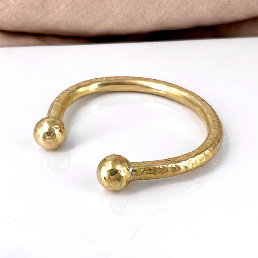 Chunky Large Hammer Texture Torque Cuff bracelet solid brass balls gift for him open cuff bracelet gold color bold statement jewelry 0378