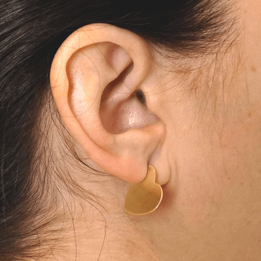 Large Heart Stud Earrings Solid Sterling Silver Pair stud earring gold Colored Brass Statement Dangle stud minimal 0348