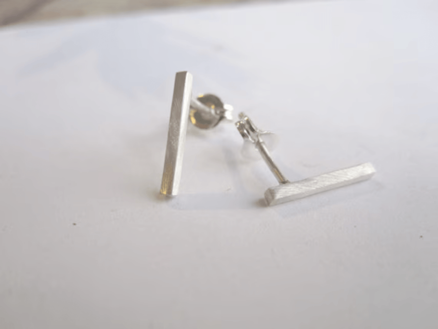 Minimalist Drop Square Bar Stud Earrings – 1.3mm Drop Studs in Sterling Silver, Gold Fill, Brass & More - 0004