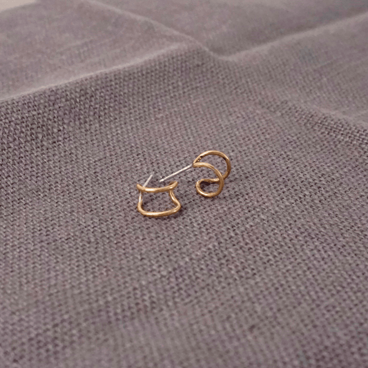 Double Round Ear Lobe Hugger Earrings | 1mm Wire Loop | 7mm Hoop | Brass Matte | Sterling Silver | 14k Gold | Gifts 0353