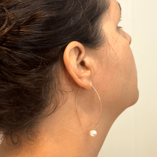 Minimalist Handmade Pearl Drop Earrings - Elegant Long Dangle Jewelry for Women 0352