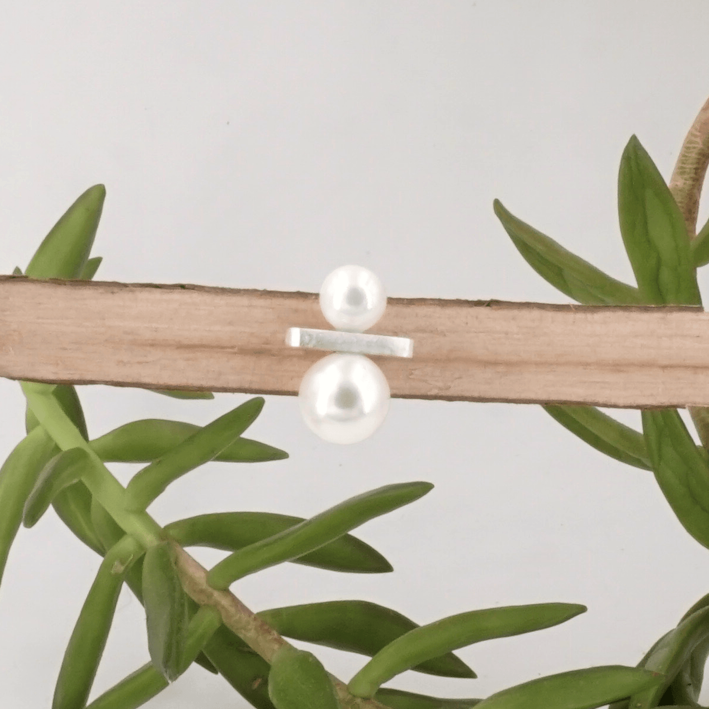 Two Pearl Sterling Silver Bar Earrings | Stunning Sophistication | Effortless Elegance | Captivating Brilliance 0340