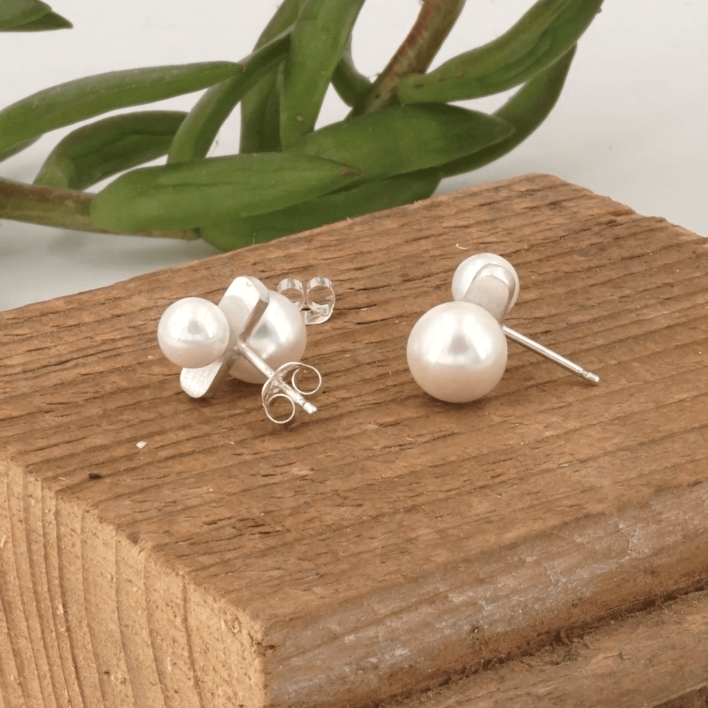 Two Pearl Sterling Silver Bar Earrings | Stunning Sophistication | Effortless Elegance | Captivating Brilliance 0340