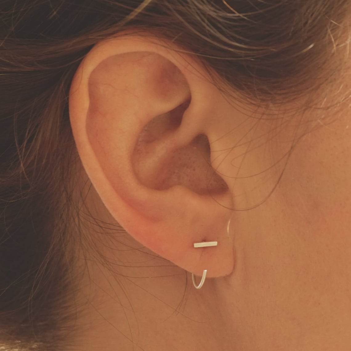 Bar Hugging Hoop Earrings | Delicate & Modern | Virginia Wynne Designs | Handmade Minimalist - 0253