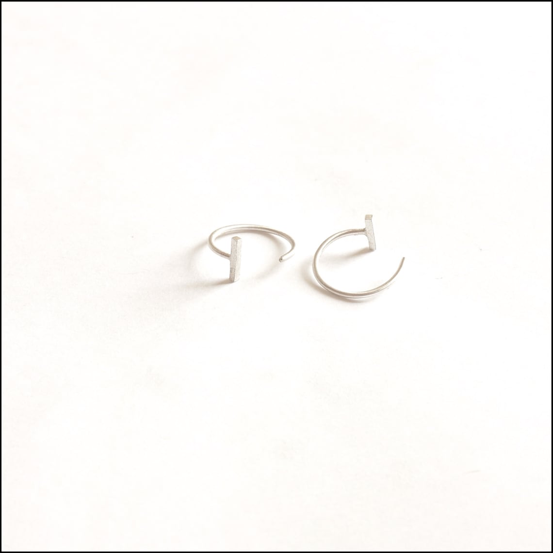 Bar Hugging Hoop Earrings | Delicate & Modern | Virginia Wynne Designs | Handmade Minimalist - 0253