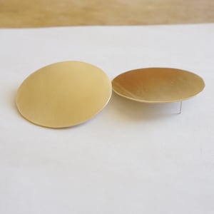 Extra Large Flat Circle Stud Earrings - Statement Brass & Sterling Silver Studs 0256