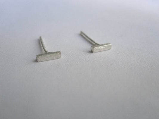 Chic And Stylish Ultra Thin, Hand-Made, Rectangular Bar Stud Earrings - 0017 - Virginia Wynne Designs