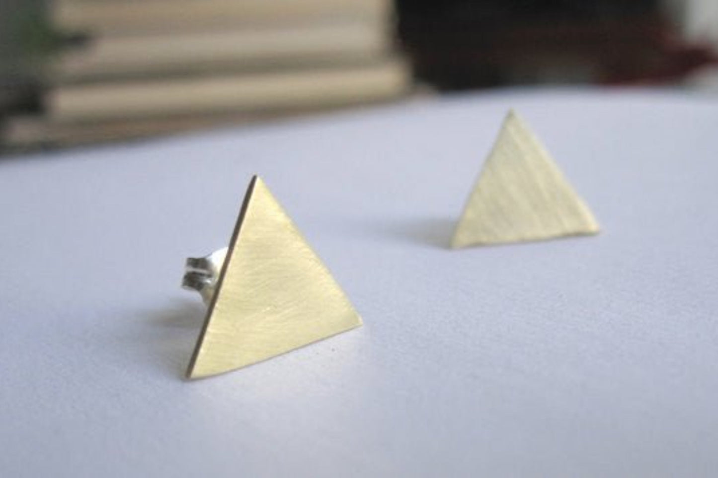 Contemporary and Modern Large Triangle Stud Earrings - 0009 - Virginia Wynne Designs
