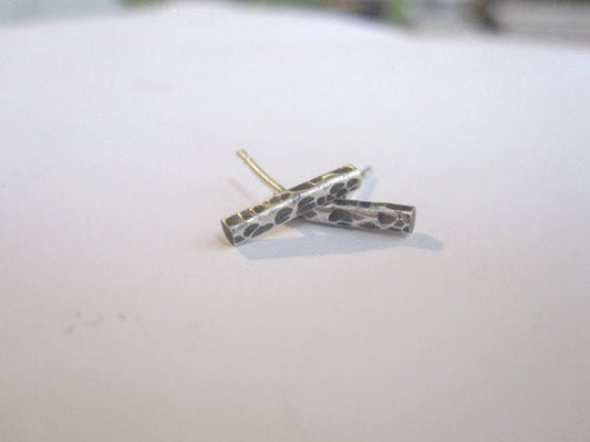 Cool And Affordable Hand-Made Sterling Silver Hammered Texture Stud Earrings - 0086 - Virginia Wynne Designs