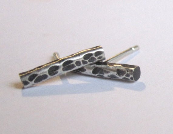 Cool And Affordable Hand-Made Sterling Silver Hammered Texture Stud Earrings - 0086 - Virginia Wynne Designs