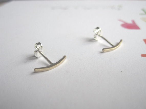 Contemporary Styled Hand-Crafted Round Bar Curved Studs - 0033 - Virginia Wynne Designs