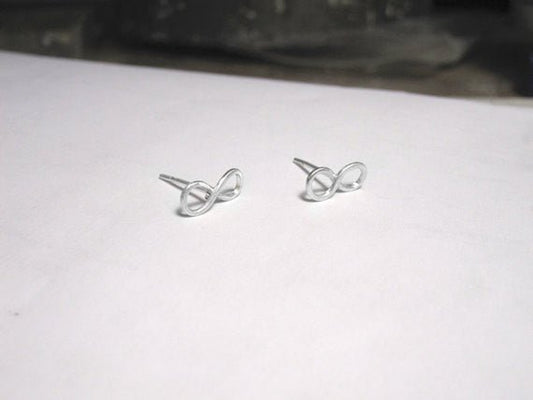 Contemporary Styled Hand-Crafted Sterling Silver Infinity Stud Earrings - 0058 - Virginia Wynne Designs