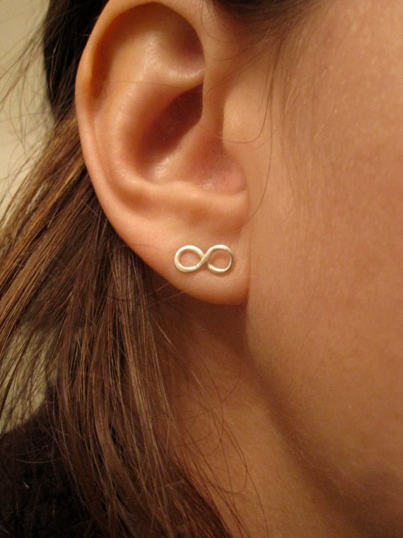 Contemporary Styled Hand-Crafted Sterling Silver Infinity Stud Earrings - 0058 - Virginia Wynne Designs