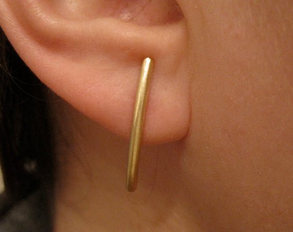 Hand-Made and Elegant Curved Bar Earrings With Rounded Edges - 0030 - Virginia Wynne Designs