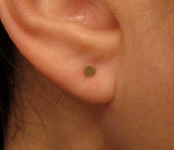 Chic Hand-Made Set of Three Pairs of Round Brass, Dot Disk Earrings in 6mm, 5mm and 3mm - 0022 - Virginia Wynne Designs