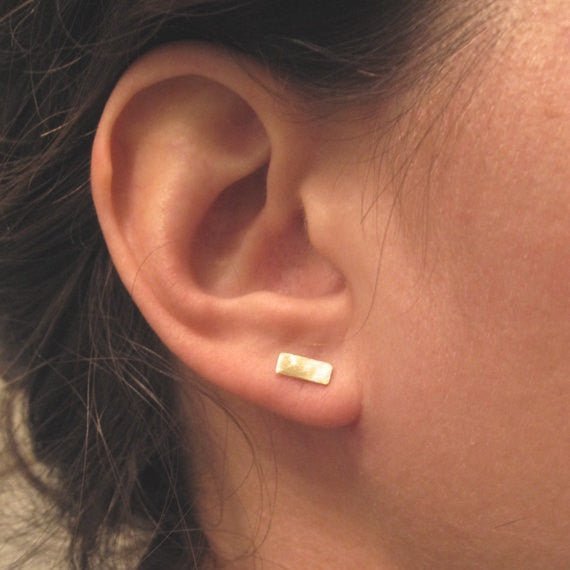 Hand-Made, Creatively Mismatched, Geometric Stud Earring Set in Brass or Sterling Silver - 0120 - Virginia Wynne Designs