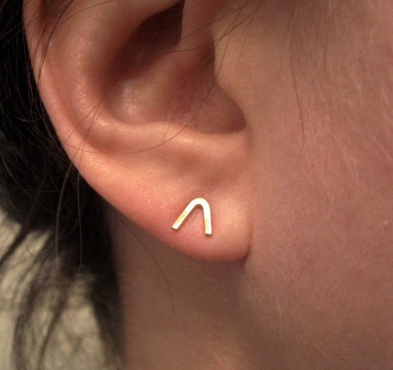 Hand-Made, Creatively Mismatched, Geometric Stud Earring Set in Brass or Sterling Silver - 0120 - Virginia Wynne Designs