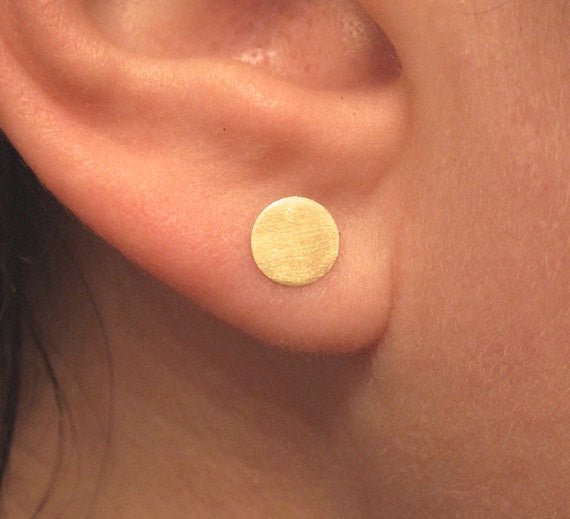 Hand-Made, Creatively Mismatched, Geometric Stud Earring Set in Brass or Sterling Silver - 0120 - Virginia Wynne Designs