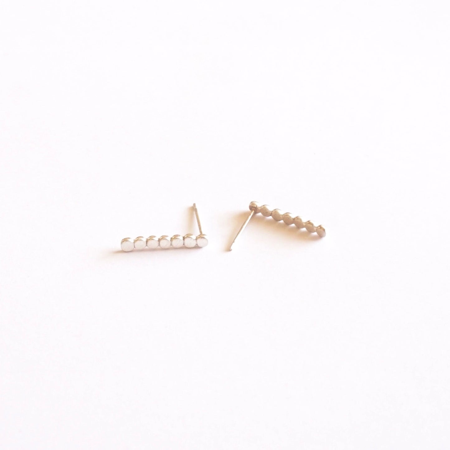 Long Circle Minimalistic Hand-Made Silver Bar Stud Earrings - 0216 - Virginia Wynne Designs