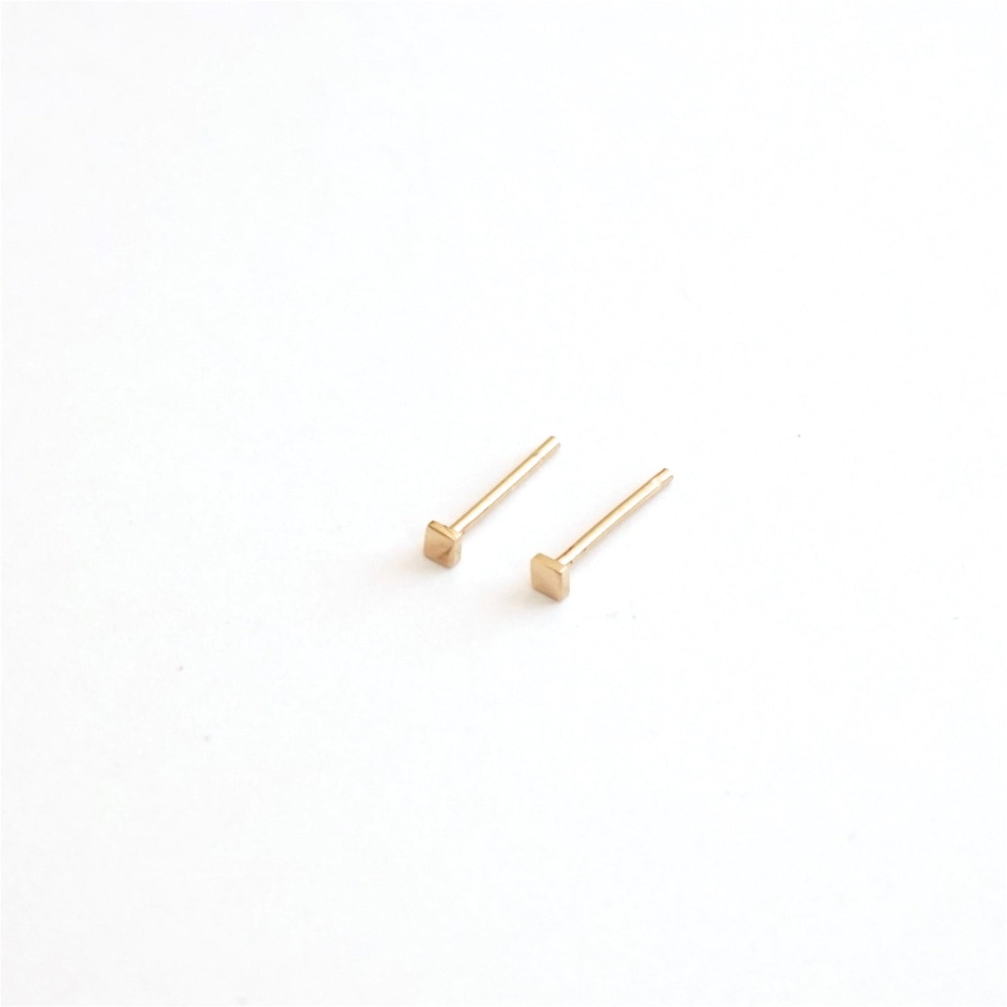 Contemporary Classic Hand-Made Square 14K Gold Stud Earrings - 0151 - Virginia Wynne Designs