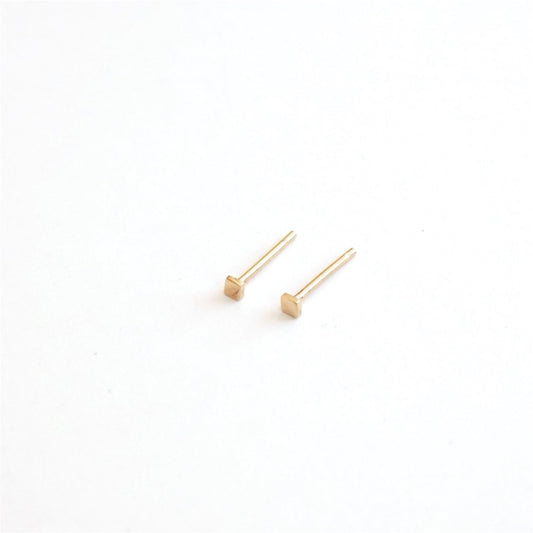 Contemporary Classic Hand-Made Square 14K Gold Stud Earrings - 0151 - Virginia Wynne Designs