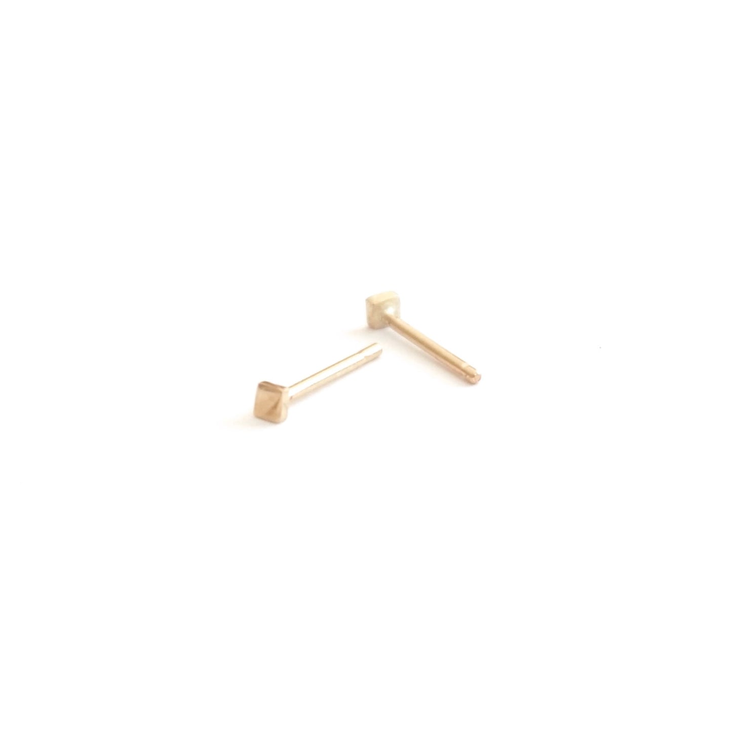 Contemporary Classic Hand-Made Square 14K Gold Stud Earrings - 0151 - Virginia Wynne Designs