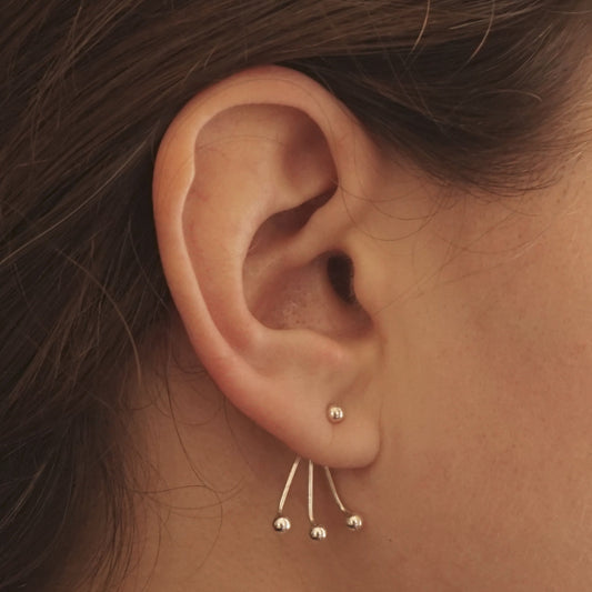 Chic and Unique - Hand-Crafted, Distinctive Triple Ball Ear Jacket Earrings - 0217 - Virginia Wynne Designs