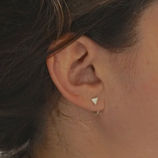 Boho Chic And Stylish, Hand-Made Ear Hugging Hoops With A Triangle Front - 0246 - Virginia Wynne Designs