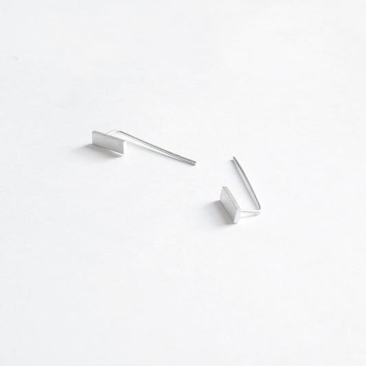 Understated Yet Elegant Hand-Made Sterling Silver Rectangle Flat Bar Threader Earrings - 0242 - Virginia Wynne Designs