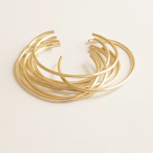 Elegant Yet Affordable - A Set Of Four Hand-Made Adjustable Brass Cuff Stacking Bracelets - 0052 - Virginia Wynne Designs