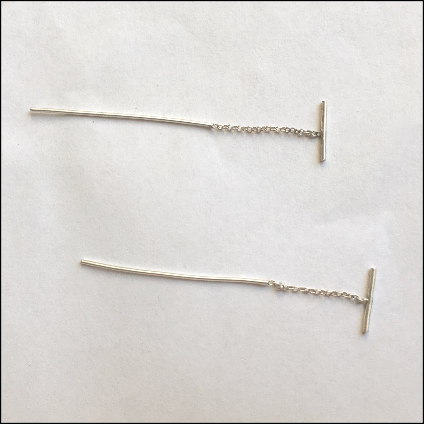 Stylish Modern Hand-Made Round Bar Short Threader Earrings - 0267 - Virginia Wynne Designs