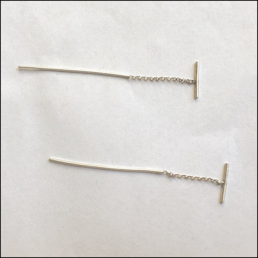 Stylish Modern Hand-Made Round Bar Short Threader Earrings - 0267 - Virginia Wynne Designs