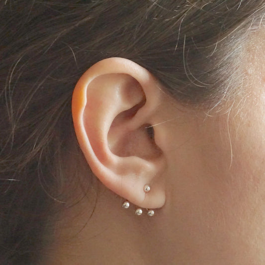 Distinctively Modern Hand-Made Short Ball Ear Jacket Stud Earrings 0264 - Virginia Wynne Designs