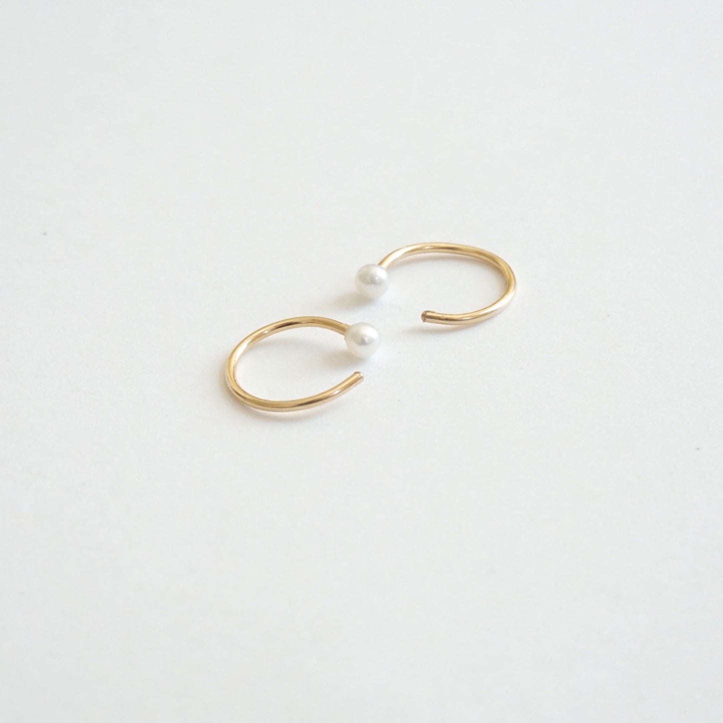 Elegant And Well Designed Hand-Made Tiny Pearl Hugging Hoop Earrings - 0270 - Virginia Wynne Designs