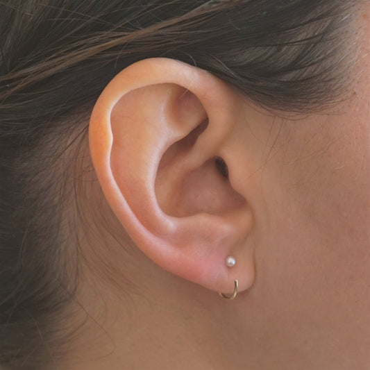 Elegant And Well Designed Hand-Made Tiny Pearl Hugging Hoop Earrings - 0270 - Virginia Wynne Designs