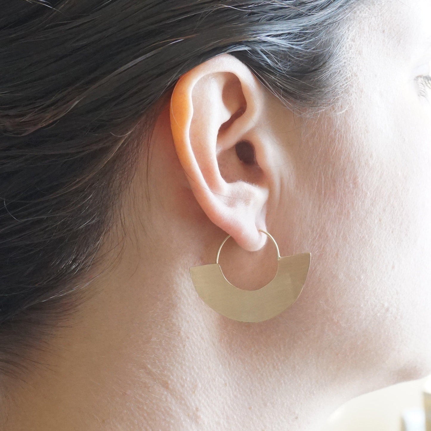 Chic Minimalist Half Circle Hand-Made Dangle Hoop Earrings - 0271 - Virginia Wynne Designs