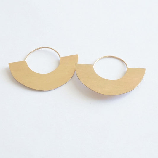 Chic Minimalist Half Circle Hand-Made Dangle Hoop Earrings - 0271 - Virginia Wynne Designs