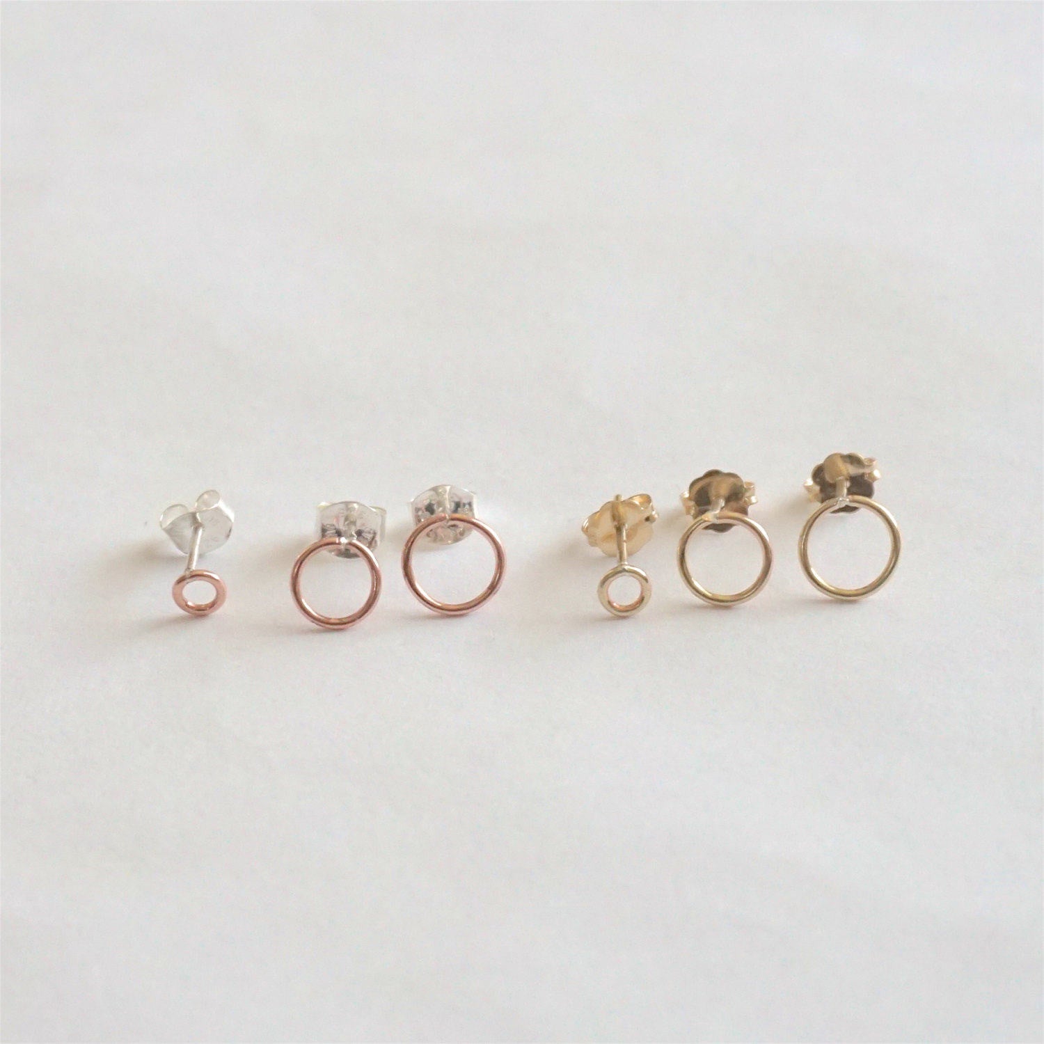 Classic and Stylish, Hand-Crafted Set of Three Small Open Circle Stud Earrings - 0208 - Virginia Wynne Designs