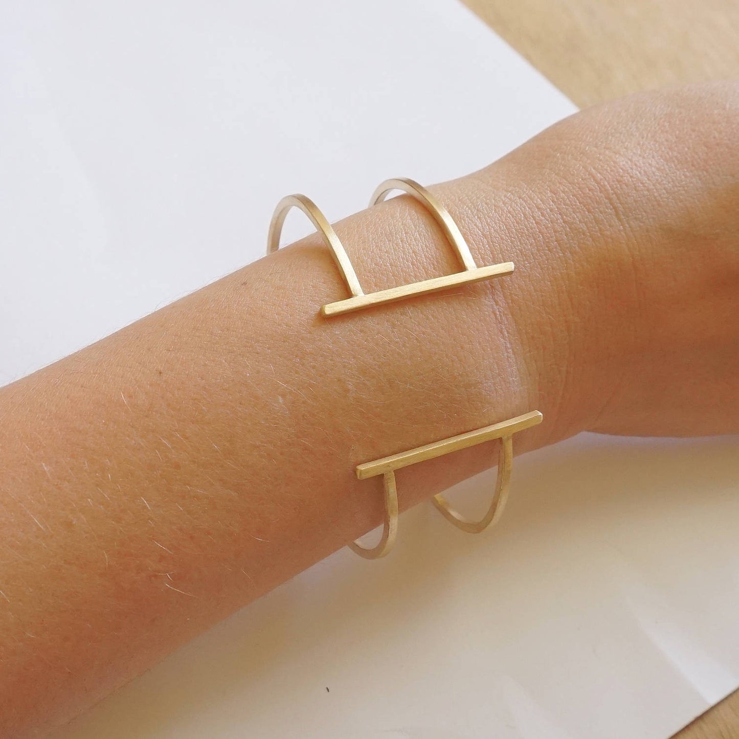 Unique and Beautiful Double T Square Hand-Made Cuff Bracelet - 0177 - Virginia Wynne Designs