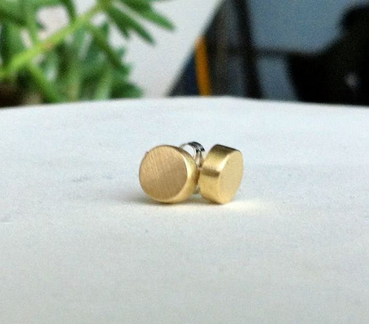 Stylish, Well Designed Solid Hand-Crafted Gold Colored Circular Brass Studs - 0141 - Virginia Wynne Designs