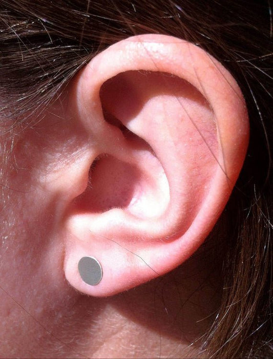 Modern Elegance in These Hand-Made Sterling Silver Flat Circle Studs Earrings - 0239 - Virginia Wynne Designs