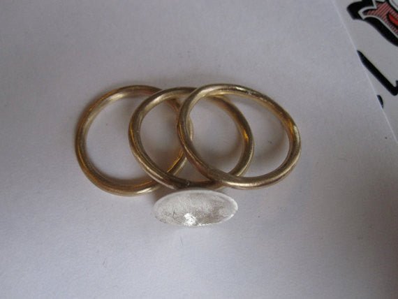 Unique Set Of Three Stacking Rings With Sterling Silver Matte Finish Concave Dome  - 0083 - Virginia Wynne Designs