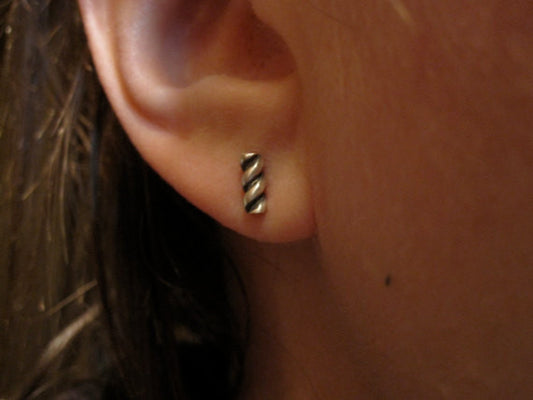 Contemporary Designed Hand-Made Thick Twist Stud Earrings In Sterling Silver - 0087 - Virginia Wynne Designs