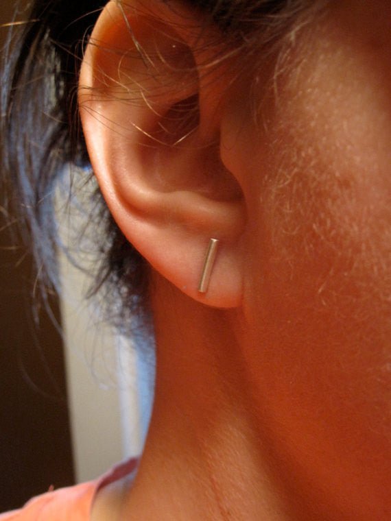 Sophisticated and Minimal Hand-Made Sterling Silver 1.6mm Round Bar Stud Earring - 0008 - Virginia Wynne Designs