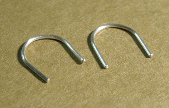 Subtle and Delicate, Hand-Crafted Short Curved Wishbone Arc Earrings - 0019 - Virginia Wynne Designs